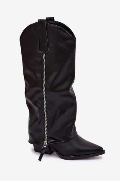 Cowboy Boots On Heel Made Of Eco Leather Black Palira 2