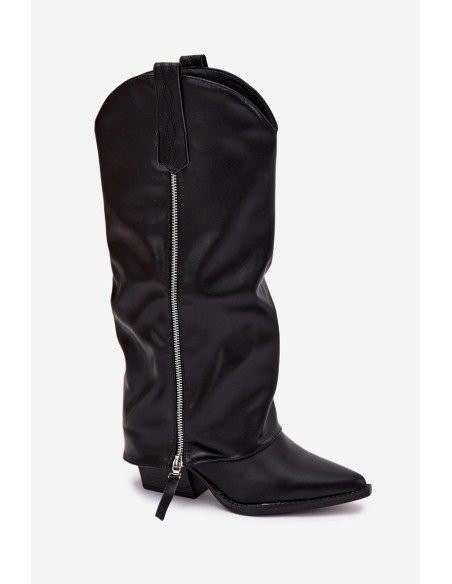 Cowboy Boots On Heel Made Of Eco Leather Black Palira