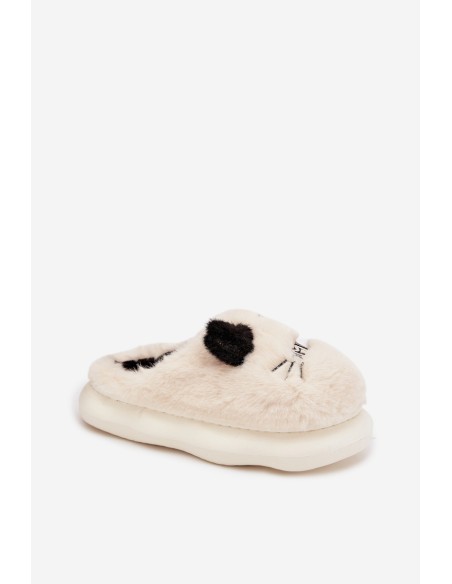 Pūkuotos moteriškos šlepetės „Smile Beige Lexira“
