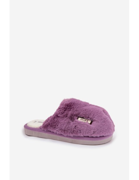 Pūkuotos moteriškos šlepetės violetinės Belinna