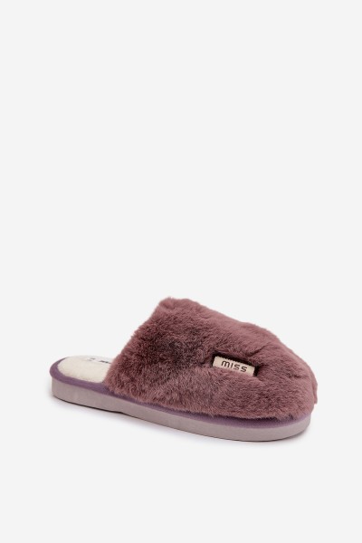 Fur Ladies Slippers Dark Purple Belinna 2