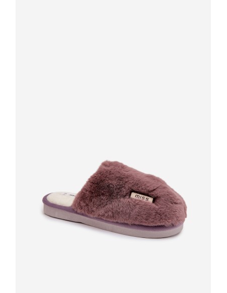 Fur Ladies Slippers Dark Purple Belinna