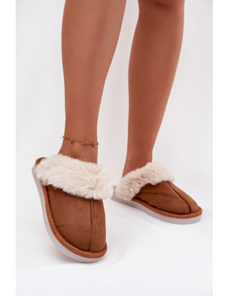 Women's slippers with fur Camel Carisse