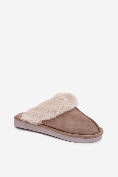 Ladies slippers with fur lining Khaki Carisse