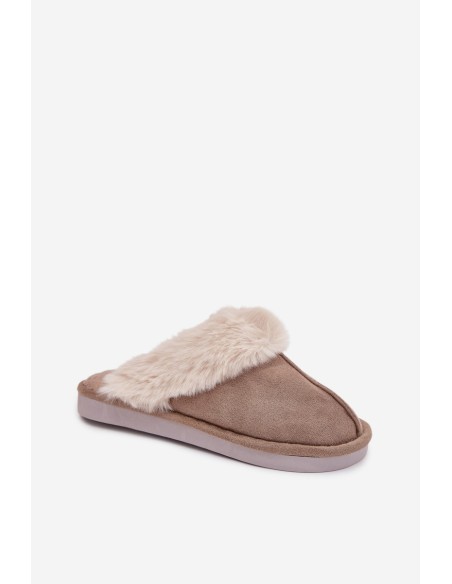 Ladies slippers with fur lining Khaki Carisse