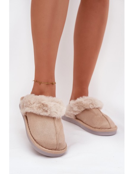 Women's slippers with beige fur Carisse