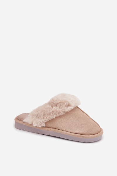 Women's slippers with beige fur Carisse 2