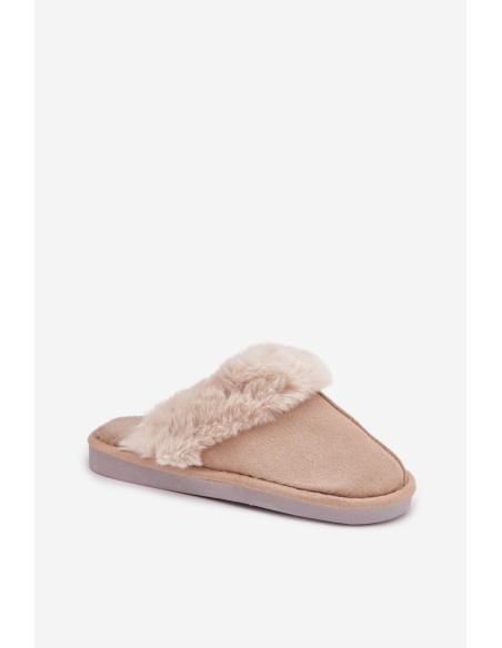 Women's slippers with beige fur Carisse