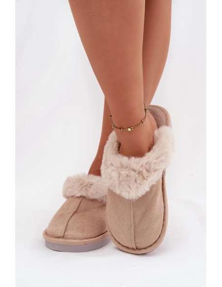 Women's slippers with beige fur Carisse