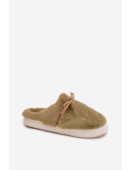 Furry slippers with bow green Minella