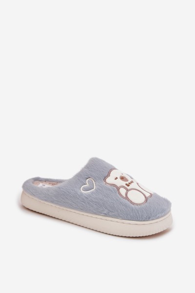 Furry slippers with bear blue Noralie 2