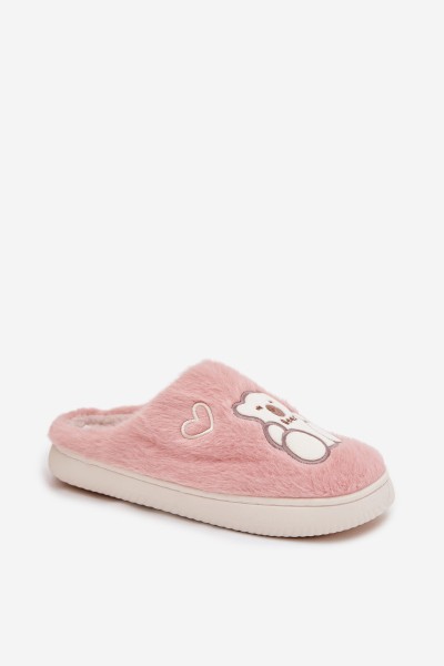 Furry slippers with bear pink Noralie 2