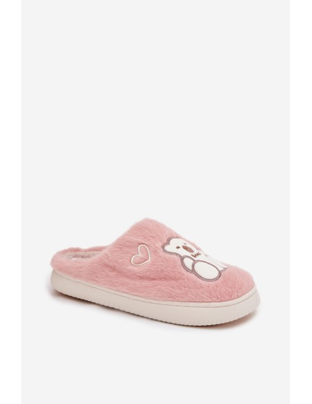 Furry slippers with bear pink Noralie