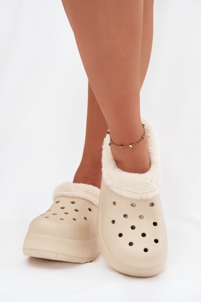 Foam Ladies slippers warm with fur beige Palvine
