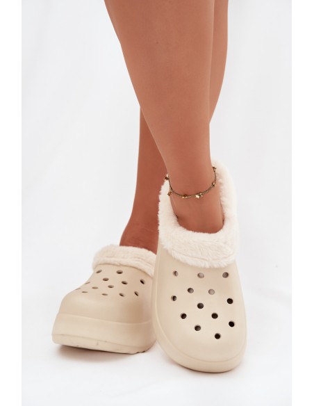 Foam Ladies slippers warm with fur beige Palvine