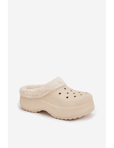 Foam Ladies slippers warm with fur beige Palvine