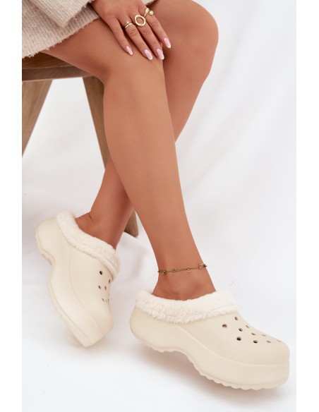 Foam Ladies slippers warm with fur beige Palvine