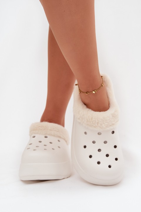 Moteriškos šlepetės su pamušalu iš putplasčio, baltos spalvos, Palvine