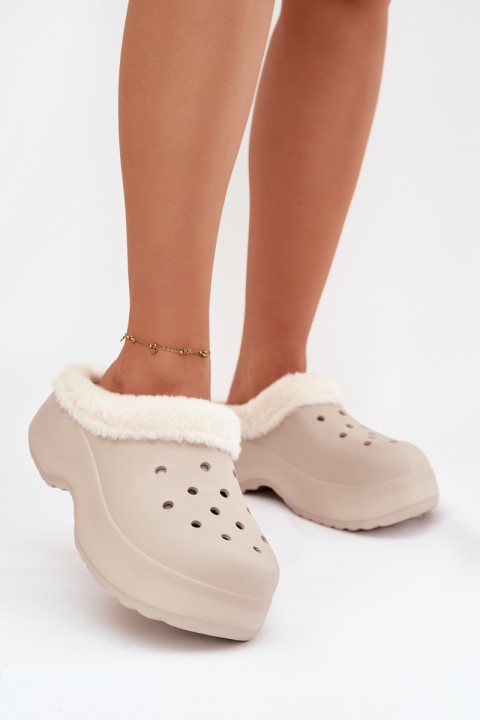 Foam Women's Slippers Insulated with Fur Khaki Palvine