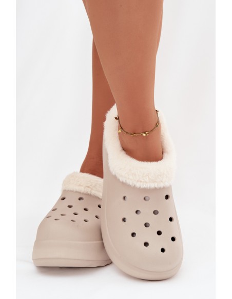 Foam Women's Slippers Insulated with Fur Khaki Palvine