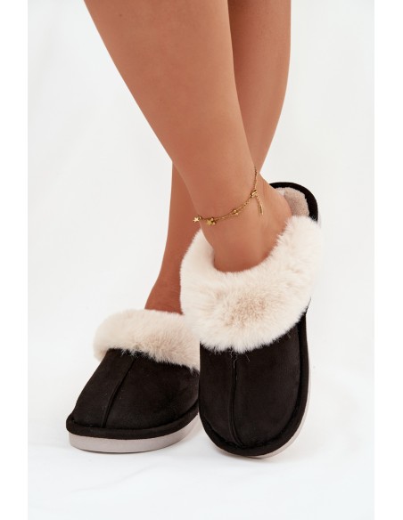 Women's slippers with fur Black Zanelia