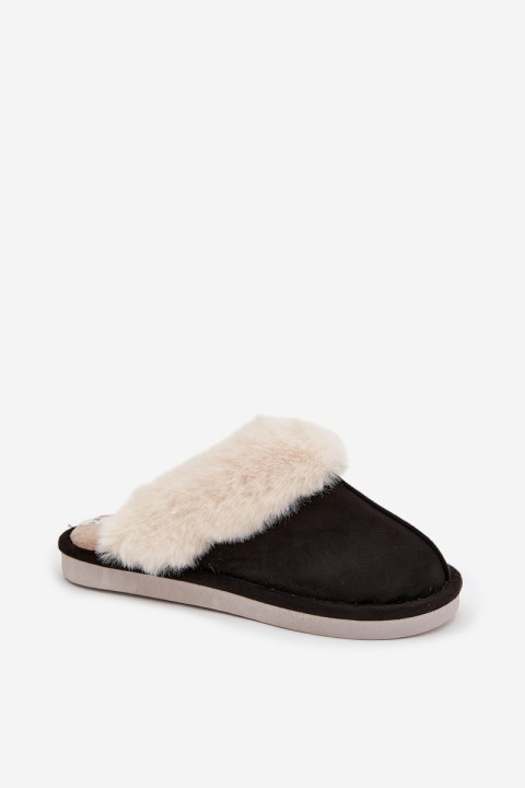 Women's slippers with fur Black Zanelia