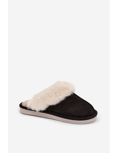 Women's slippers with fur Black Zanelia