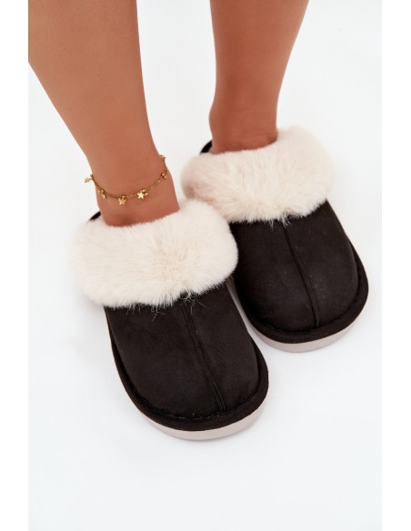 Women's slippers with fur Black Zanelia