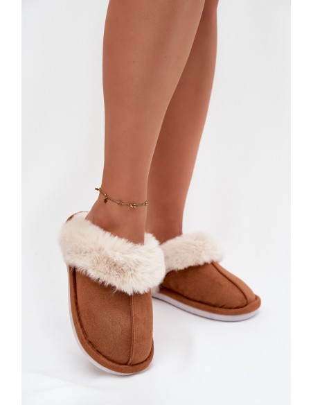 Women's slippers with fur Camel Delissa