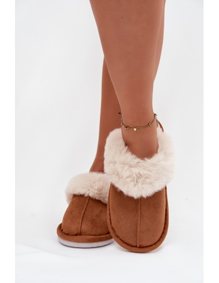 Women's slippers with fur Camel Delissa
