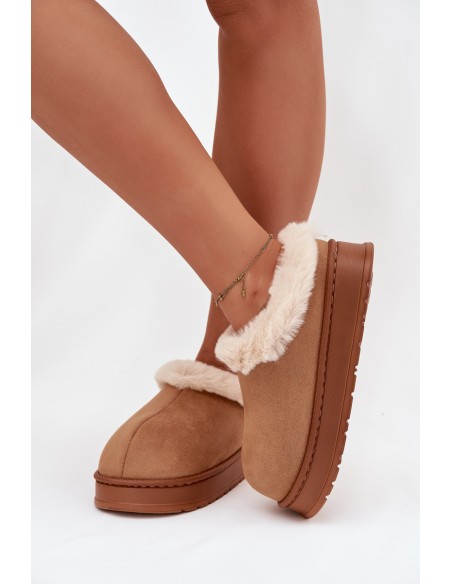 Moteriškos šlepetės su kailio pamušalu Camel Eveline