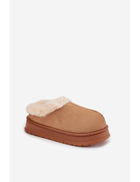 Moteriškos šlepetės su kailio pamušalu Camel Eveline