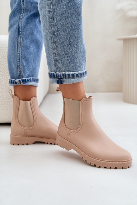 Women's Rubber Boots With Elastic Inserts Beige Ciariel