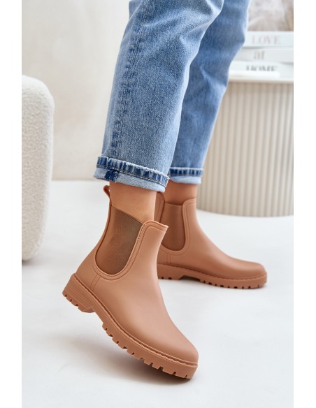 Women's Rain Boots With Elastic Inserts Brown Ciariel