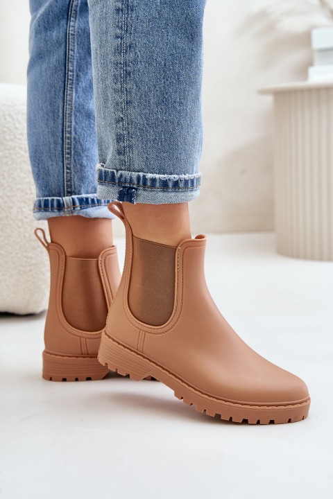 Women's Rain Boots With Elastic Inserts Brown Ciariel