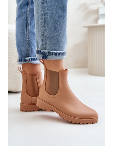 Women's Rain Boots With Elastic Inserts Brown Ciariel