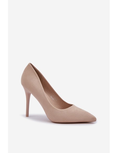 Classic High Heels Made Of Eco Suede Light Beige Navinda