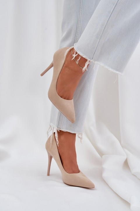 Classic High Heels Made Of Eco Suede Light Beige Navinda