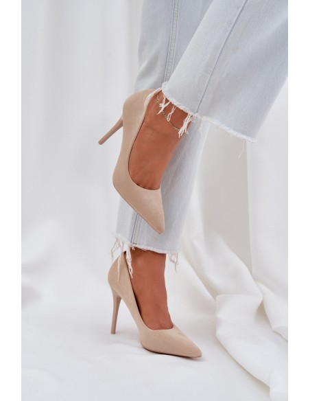 Classic High Heels Made Of Eco Suede Light Beige Navinda