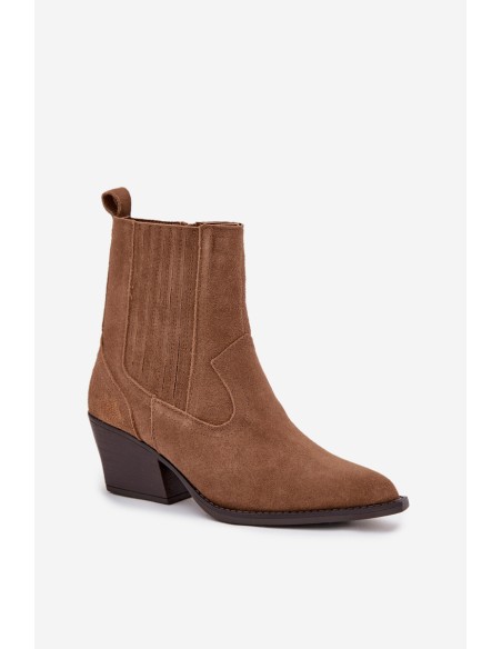 Moteriški zomšiniai kaubojiški aulinukai iki kulkšnių, pašiltinti, kupranugario spalvos, Dylira