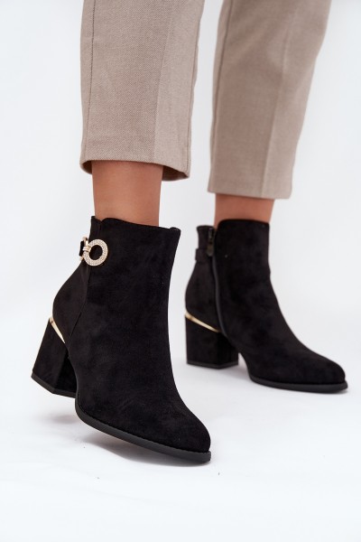 Insulated women's ankle boots with golden details on heel black Dorisse