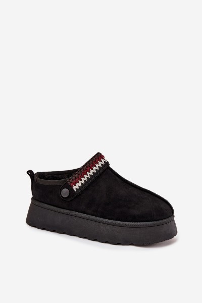 Women's Low Snow Boots With Moving Strap And Embroidery On Platform Black Lyrisse 2