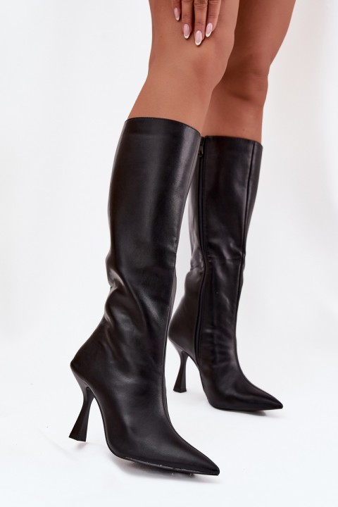 Women's Knee-High Heeled Boots Black Vionette