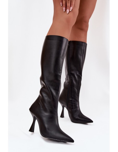 Women's Knee-High Heeled Boots Black Vionette