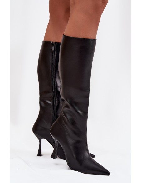 Women's Knee-High Heeled Boots Black Vionette