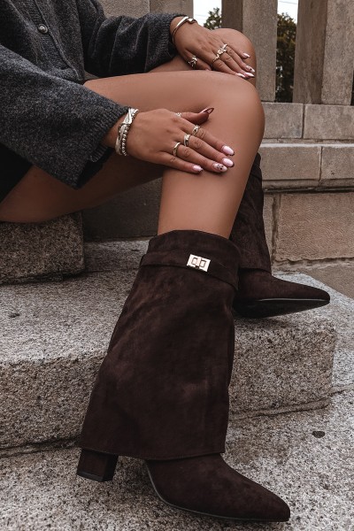 Insulated Women's Heeled Boots With Decorative Strap Chocolate Luvielle 2