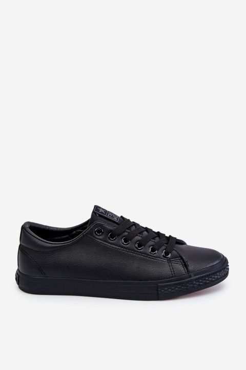 Women's Classic Leather Sneakers Black Misima