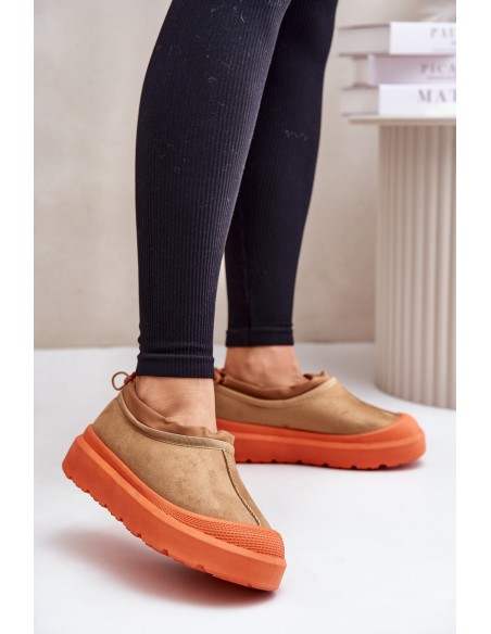 Women's Snow Boots On Platform With Low Shaft Camel Izamine