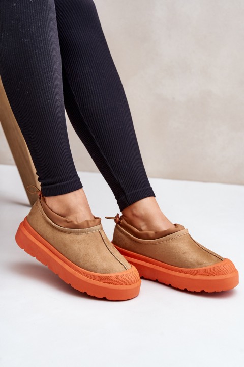 Women's Snow Boots On Platform With Low Shaft Camel Izamine