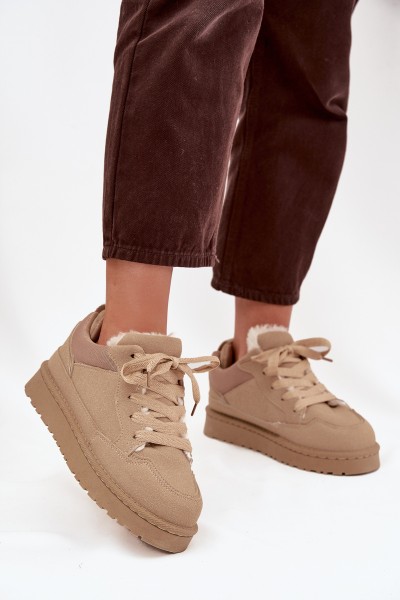 Women's Sneakers Lined with Fur Beige Cyrissa